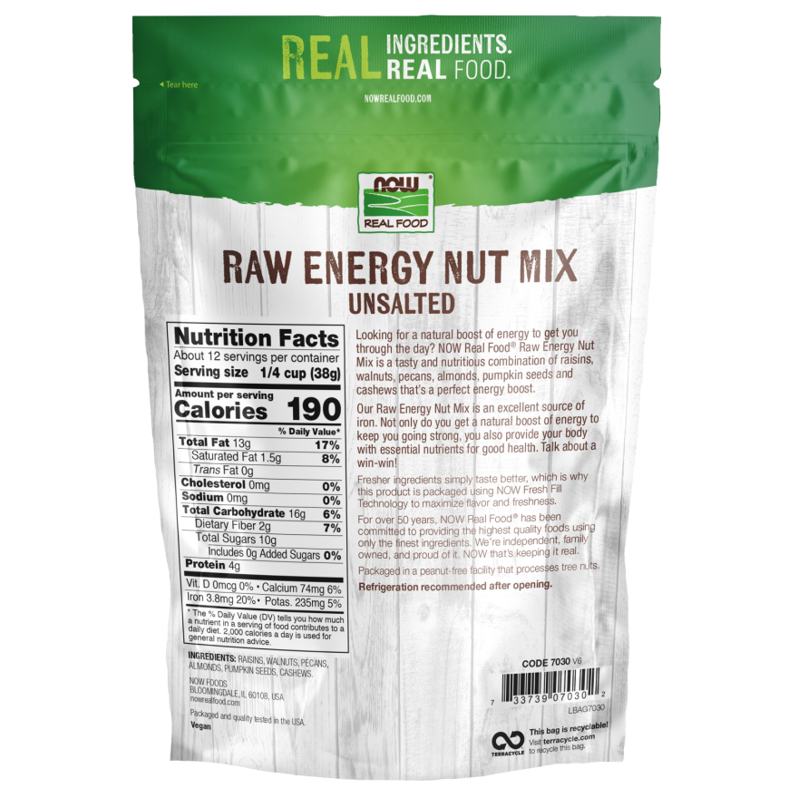 Now Real Food Raw Energy Nut Mix 16oz - 7030 - 4 Pack