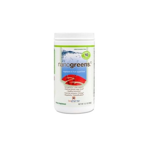 Biopharma Scientific NanoGreens10 Strawberry Flavor 30 Servings 12.7 oz