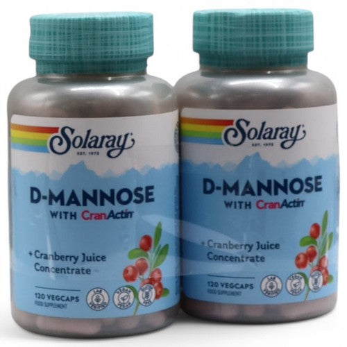 SOLARAY -  D-Mannose with CranActin 1000mg - 120 Count - 2 pack