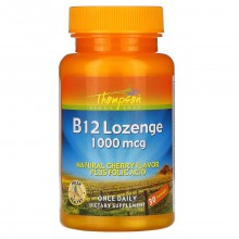 Thompson B 12 + Folic Acid Cherry Flavor 30 Lozenges - 6 Pack