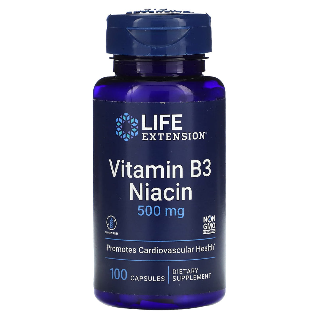 Life Extension Vitaamin B3 Niacin 500 mg 100 Capsules - 3 Pack