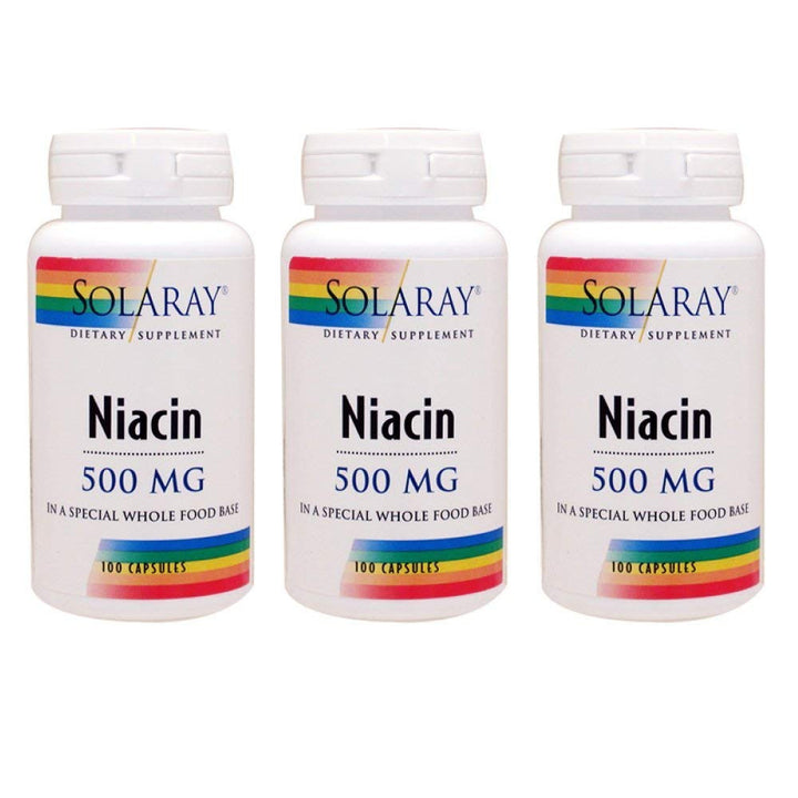 Solaray Niacin 500mg 100 Vcaps - 3 Pack