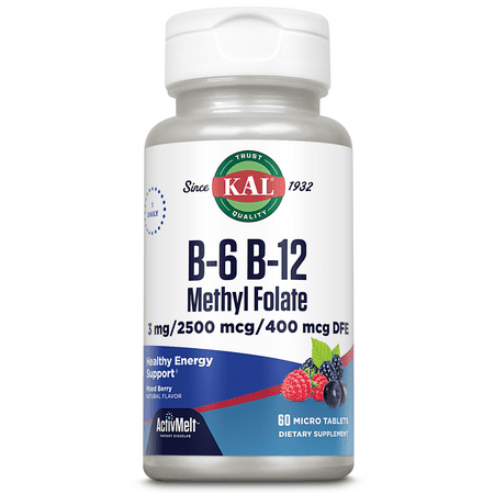 Kal - Vitamin B6 & B12 Methyl Folate Mixed Berry - 60 Micro Tablets