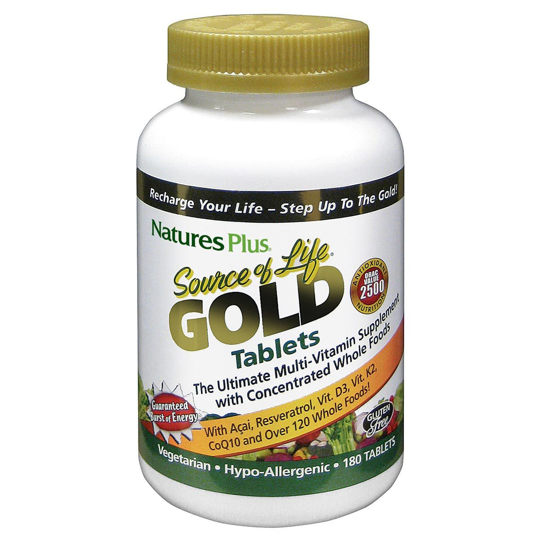 Natures Plus - Source of Life Gold Tablets Ultimate Multi-Vitamin with Concentrated Whole Foods - 180 Tablets