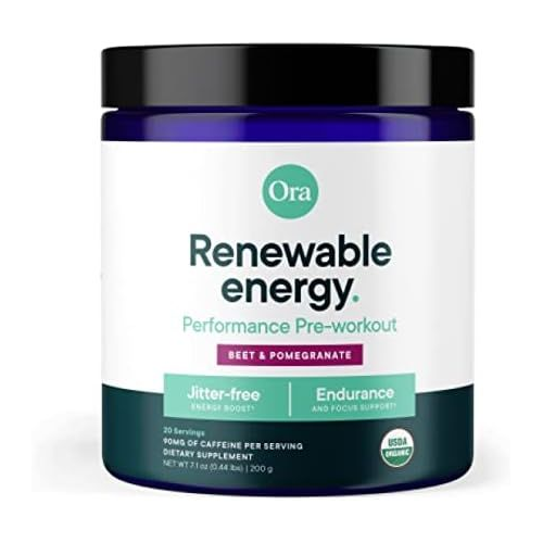 Ora - Renewable Energy Performance Pre-Workout Powder 20 Servings Beet & Pomegranate - 7.1 oz.
