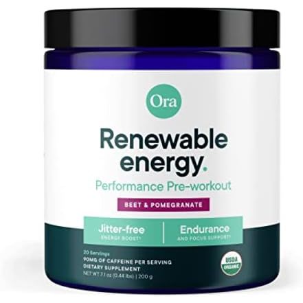 Ora - Renewable Energy Performance Pre-Workout Powder 20 Servings Beet & Pomegranate - 7.1 oz.