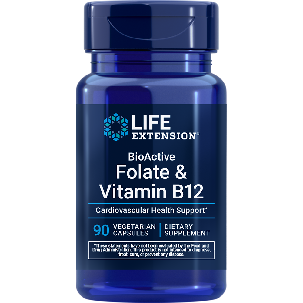 Life Extension BioActive Folate & Vitamin B12 90 Vcaps