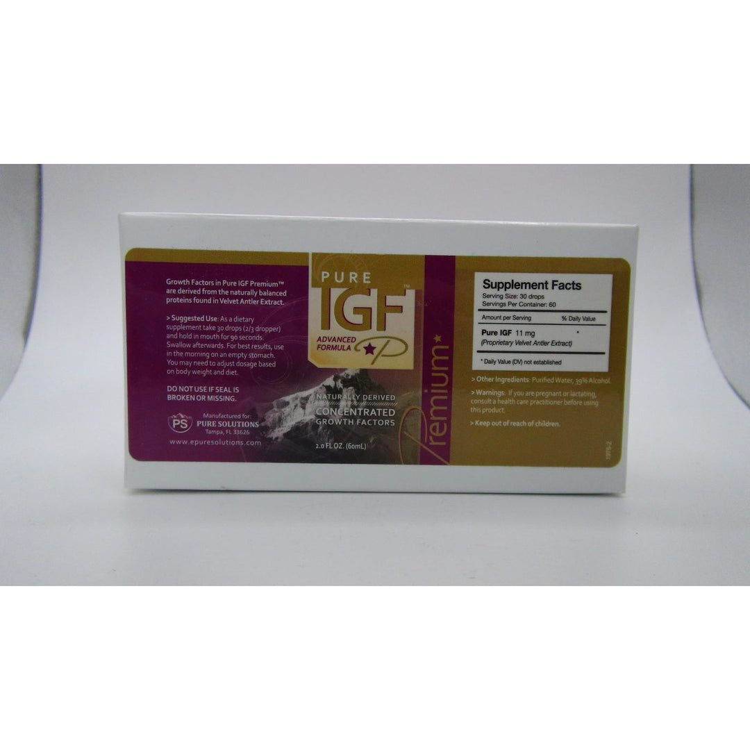 Pure Solutions - Pure IGF Premium Advanced Formula From Deer Velvet Antler Extract 11 mg. - 2 fl. oz.