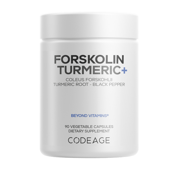 Codeage - Forskolin Turmeric - Forskolin Coleus + Organic Turmeric Root Powder, Bioperine - 90 Capsules