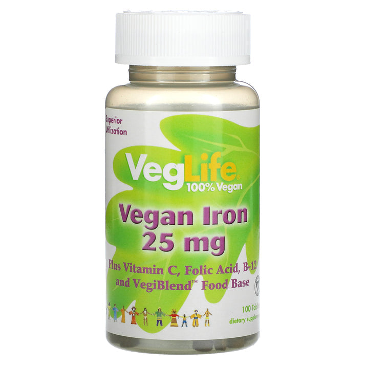 Veglife Vegan Iron 25mg 100 Tablets - 3 Pack