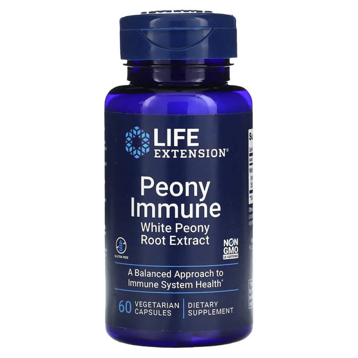 Life Extension Peony Immune - White Peony Root-Extract Supplement for Healthy Immune Support and Cell Balance - Non-GMO, Gluten-Free, Vegetarian - 60 Capsules