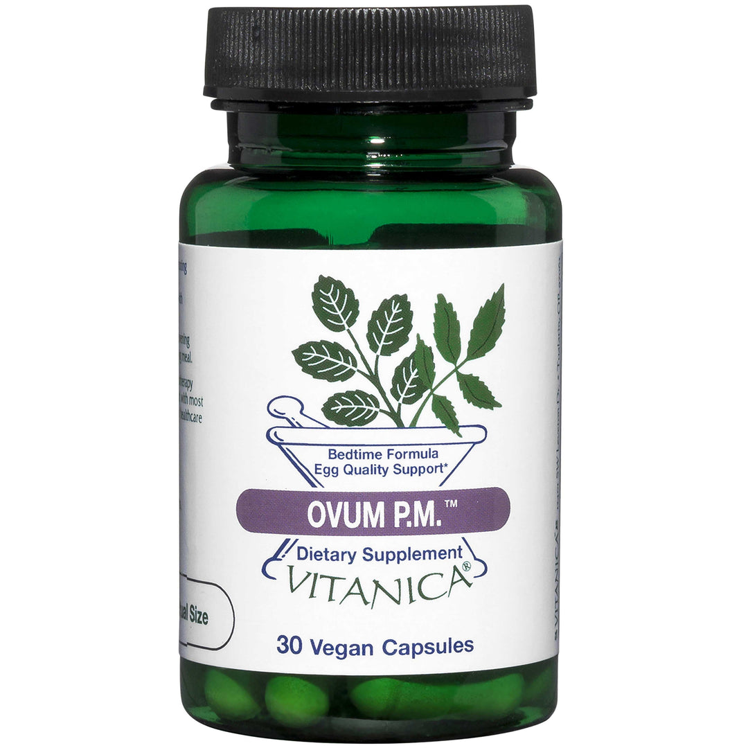 Vitanica Ovum P.M. - Egg Quality Support with Vitamin D3, Alpha Lipoic Acid & Melatonin - Works Best with Ovum A.M. - Herbal Dietary Supplement for Women's Health - Consumer Line - 30 Vegan Caps