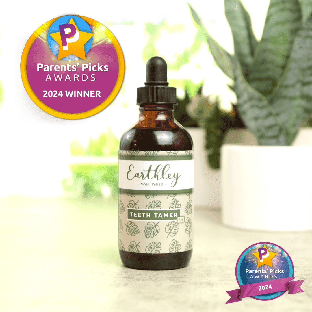 Earthley Wellness, Teeth Tamer, Natural Teething Relief, Soothes Drooling and Irritability Due to Teething or Toothaches, Pure, Organic Ingredients, Improved Label (1.69 oz)