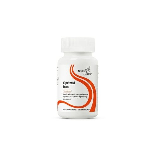 Seeking Health Optimal Iron - Supplement Supports Iron Metabolism & Aids Utilization - Formula with Vitamin C & Riboflavin to Support Absorption - 90 Capsules