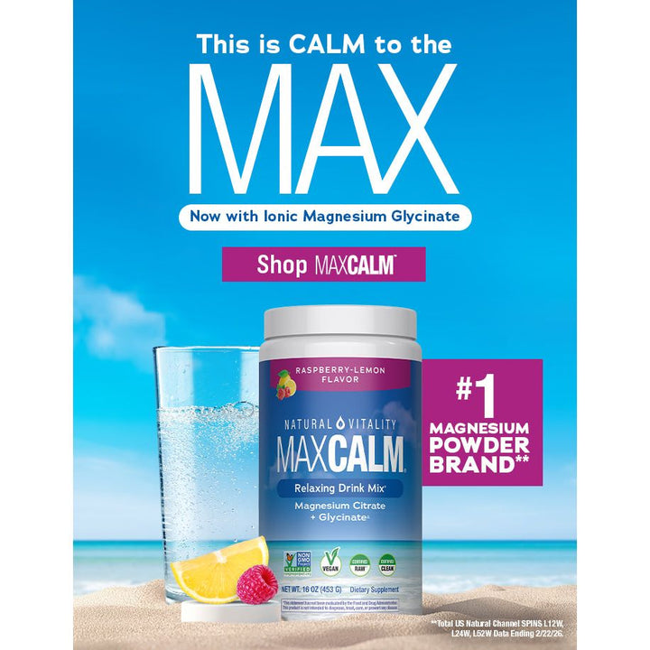 Natural Vitality Calm, Magnesium Supplement, Anti-Stress Drink Mix Powder, Gluten Free, Vegan, &amp; Non-GMO, Cherry, 8 oz