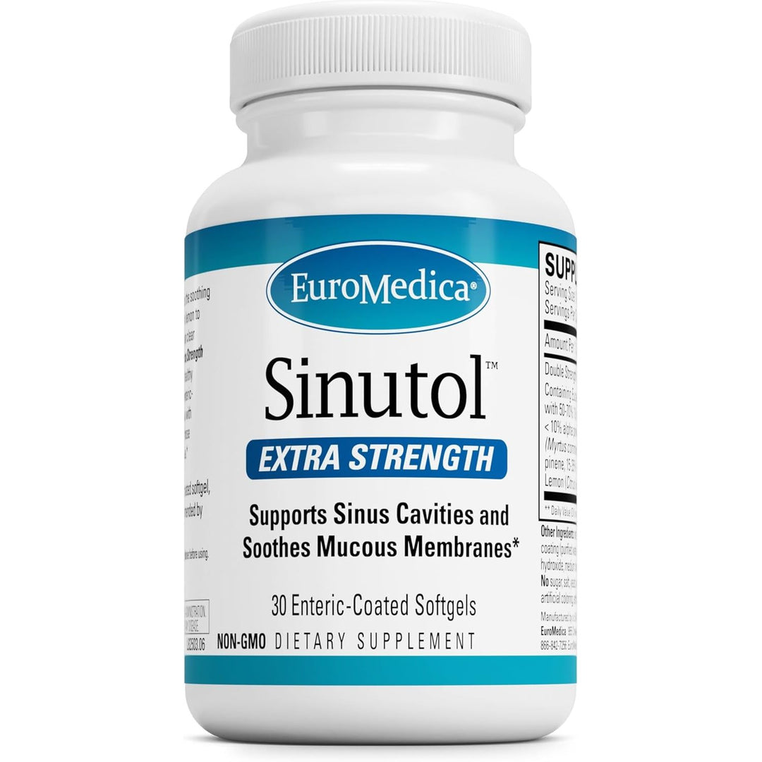 Euromedica Sinutol Extra Strength - Dietary Supplement with Eucalyptus & Myrtle - Immune & Lung Health Support - Supplement Formula to Aid Sinus Health - 30 Enteric-Coated Softgels