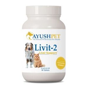 Ayush Herbs Livit-2 Pet Health Supplement, Liver and Gastrointestinal Support, Healthy Skin and Hair, Small or Large Animal, Young or Senior Pet, 90 Tablets