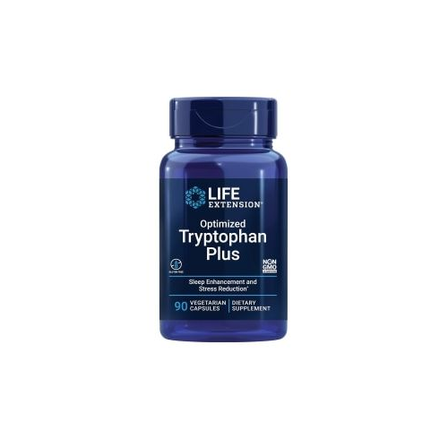 Life Extension Optimized Tryptophan Plus 1000mg - L-Tryptophan Supplement with Niacin and L-Lysine for Healthy Sleep &amp; Stress Response - Gluten-Free, Non-GMO, Vegetarian - 90 Capsules