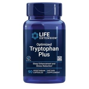 Life Extension Optimized Tryptophan Plus 1000mg - L-Tryptophan Supplement with Niacin and L-Lysine for Healthy Sleep & Stress Response – Gluten-Free, Non-GMO, Vegetarian - 90 Capsules