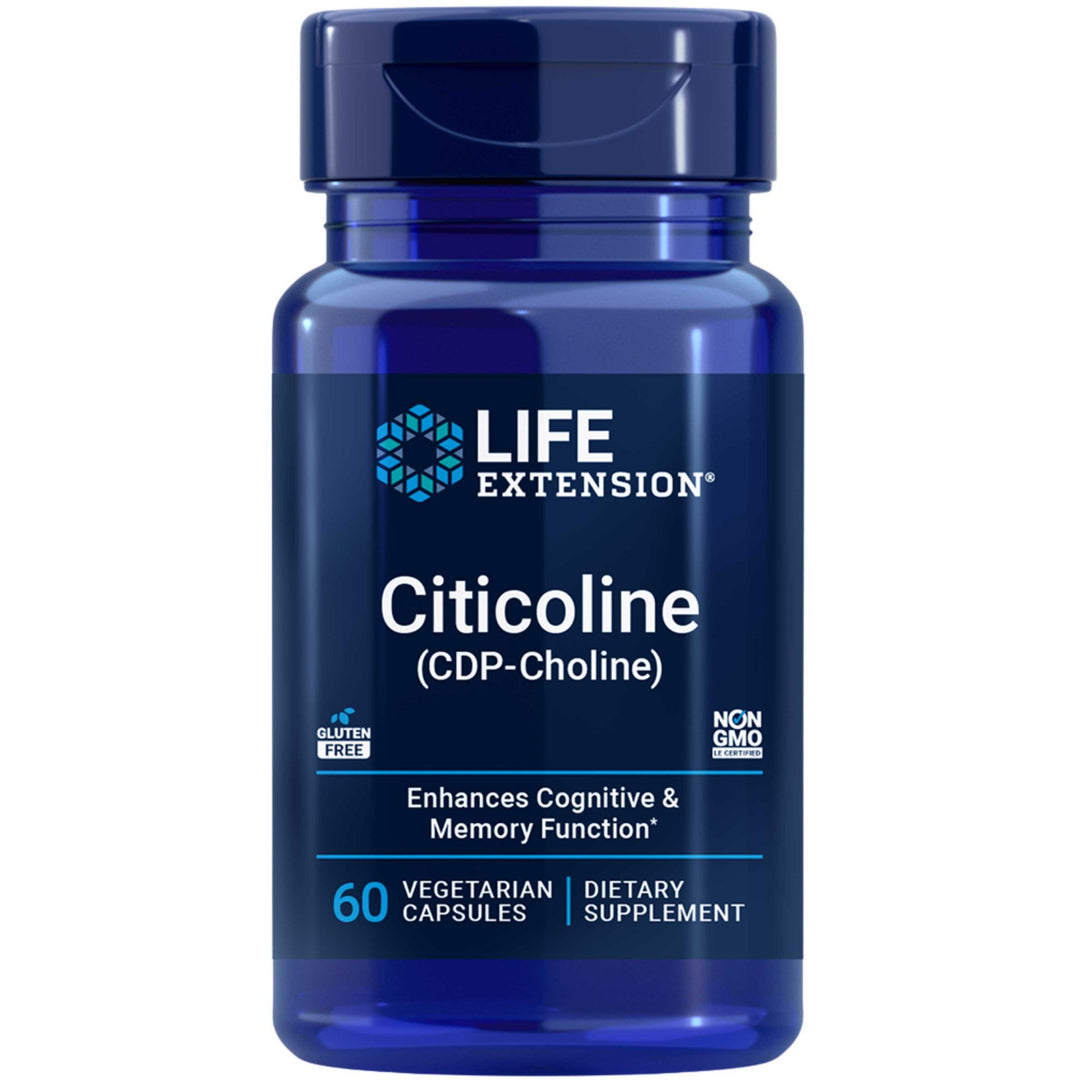 Life Extension Citicoline (CDP-Choline) - Citicoline Supplement for Brain & Cognitive Health, Focus, Attention, Memory Function - Non-GMO, Gluten Free, Vegetarian - 60 Capsules