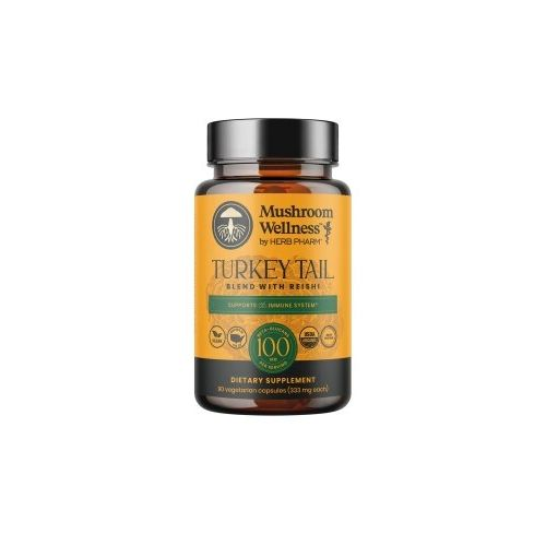 Mushroom Wellness Turkey Tail Blend with Reishi: Organic Turkey Tail &amp; Reishi Mushroom Capsules, Mushroom Powder Supplement, Traditional Immune, Energy &amp; Vitality Support, 90 Vegan Capsules