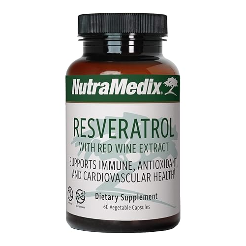 NutraMedix Resveratrol Capsules - Bioavailable Antioxidants Supplement from Red Wine Extract + Grape Skins - 200mg Japanese Knotweed for Immune & Cardiovascular Support (60 Capsules)