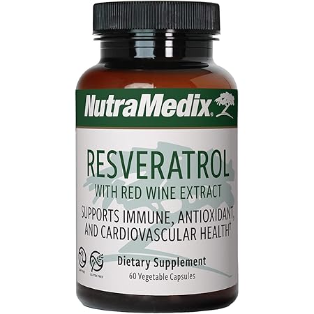 NutraMedix Resveratrol Capsules - Bioavailable Antioxidants Supplement from Red Wine Extract + Grape Skins - 200mg Japanese Knotweed for Immune & Cardiovascular Support (60 Capsules)