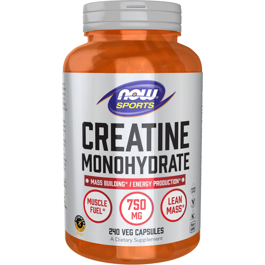 NOW Foods Sports Nutrition, Creatine Monohydrate 750 mg, Mass Building*/Energy Production*, 240 Veg Capsules