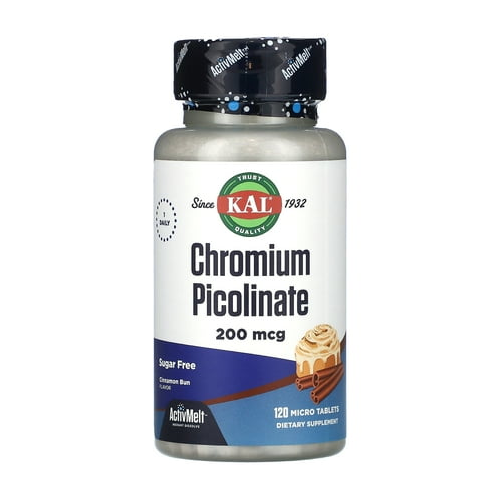 Chromium Picolinate  Sugar Free  Cinnamon Bun  200 mcg  120 Micro Tablets  KAL