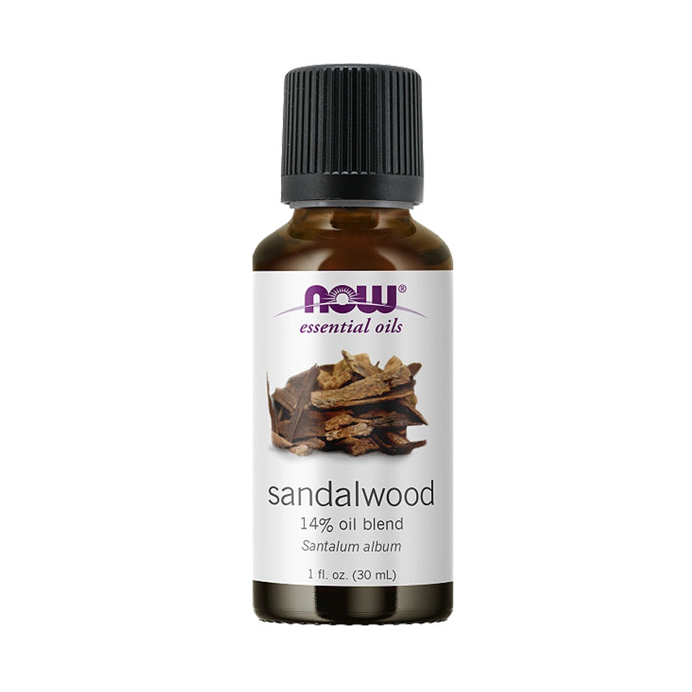 NOW Essential Oils, Sandalwood Oil, 14% Blend of Pure Sandalwood Oil in Pure Jojoba Oil, Grounding Essential Aromatherapy, Child Resistant Cap, 1-Ounce