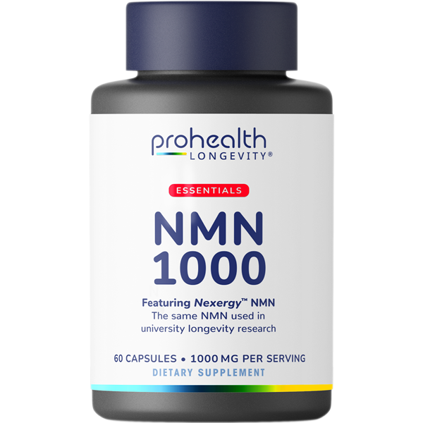 ProHealth Longevity Essentials NMN 1000 (1000mg per Serving, 60 Capsules) - Featuring Nexergy NMN 1000mg Supplement, NAD+ Precursor, Dietary Supplement, Cellular Health, Metabolism Support