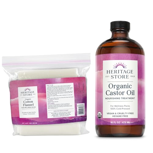 Heritage Store Organic Cotton Flannel, Castor Oil Pack Wrap, 13 x 15 in