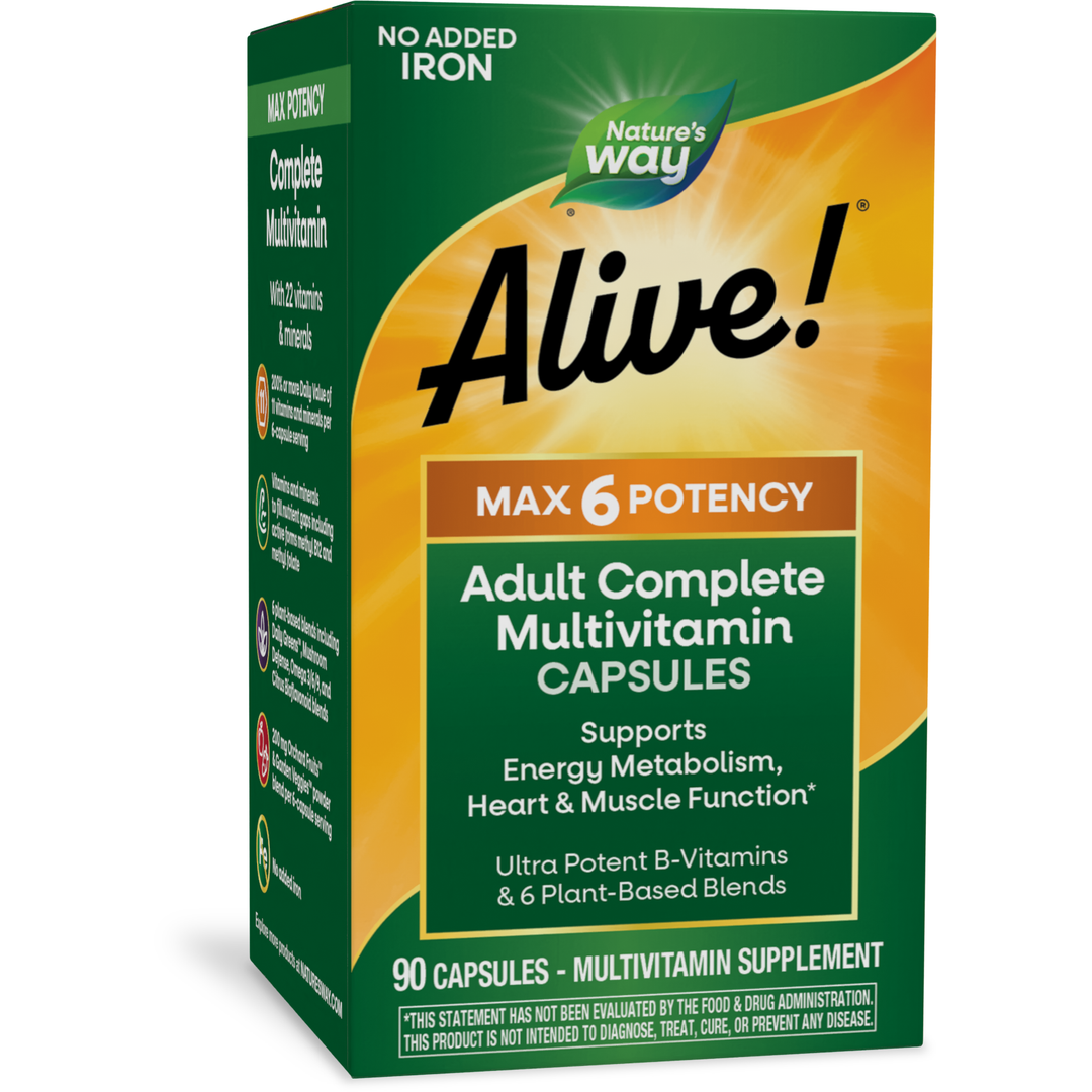 Alive!® Max6 Potency Adult Complete Multivitamin-No Added Iron / 180 capsules By Nature's Way / Integrated Therapeutics