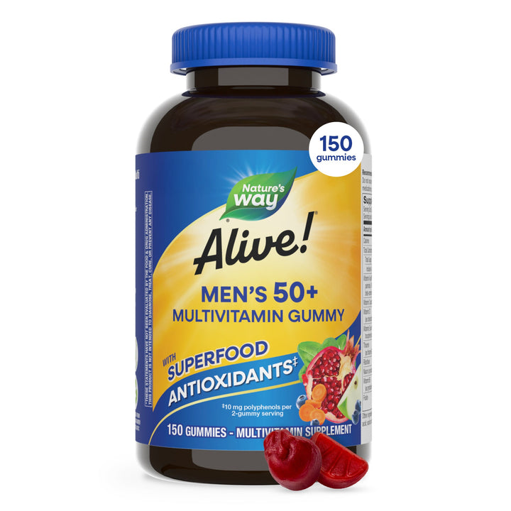Alive!® Men’s 50+ Gummy Multivitamin / 130 gummies / Fruit By Nature&