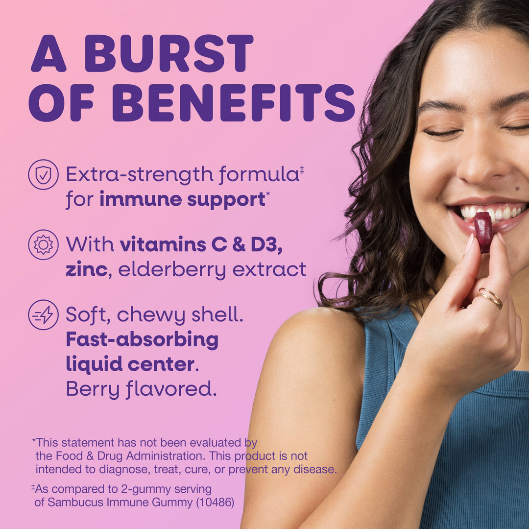 Nature's Way Sambucus Ultra Immune Juicy Burst Chews with Vitamins C & D3, Zinc, Elderberry Extract - Berry Flavored - 25ct