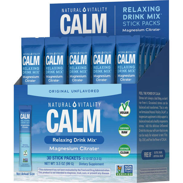 Natural Vitality CALM Powder Unflavored Stick Packs, 30 Stick Packs