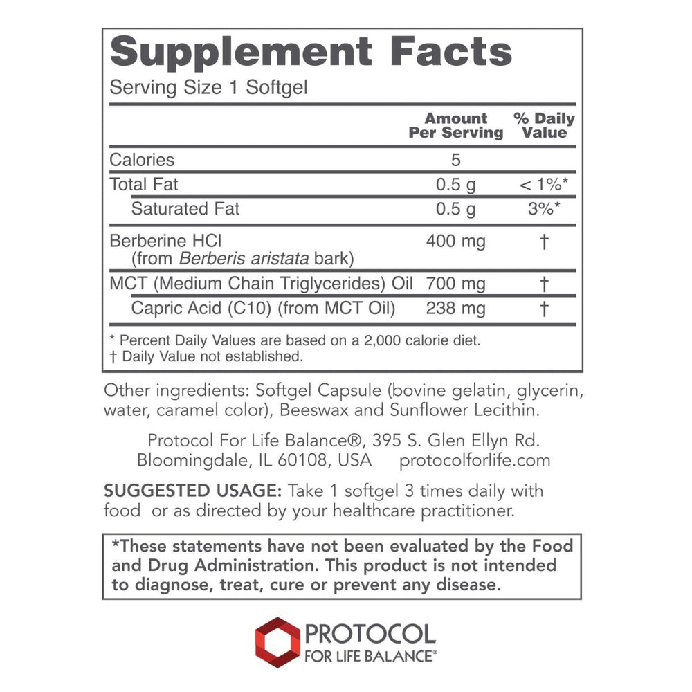Protocol for Life Balance Glucose Management with Berberine HCL 90 Softgels - P4600 - The Oasis of Health