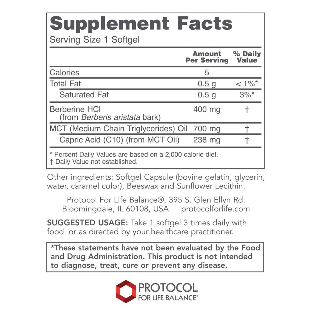 Protocol for Life Balance Glucose Management with Berberine HCL 90 Softgels - P4600 - The Oasis of Health