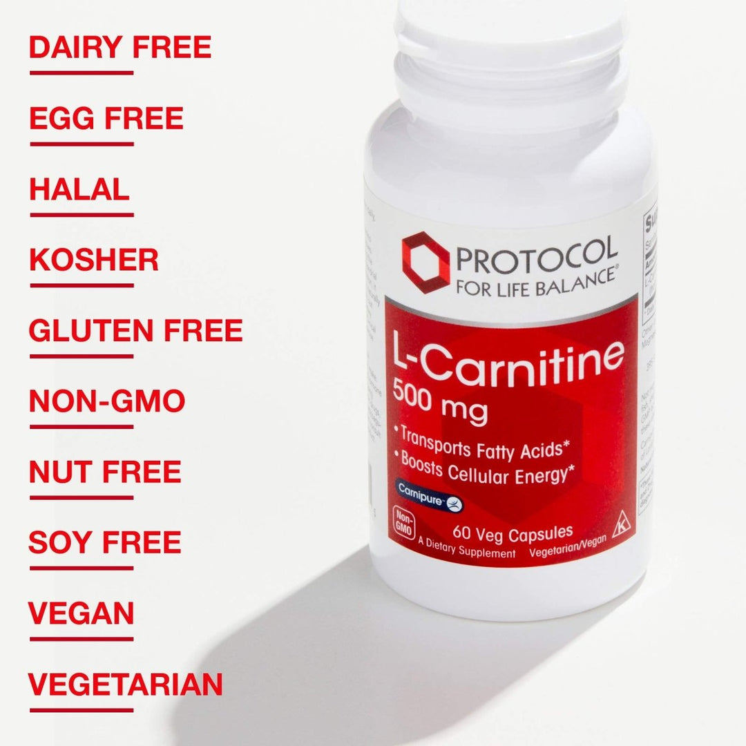 Protocol For Life Balance L - Carnitine 500 Mg 60 Vcaps - P0072 - The Oasis of Health
