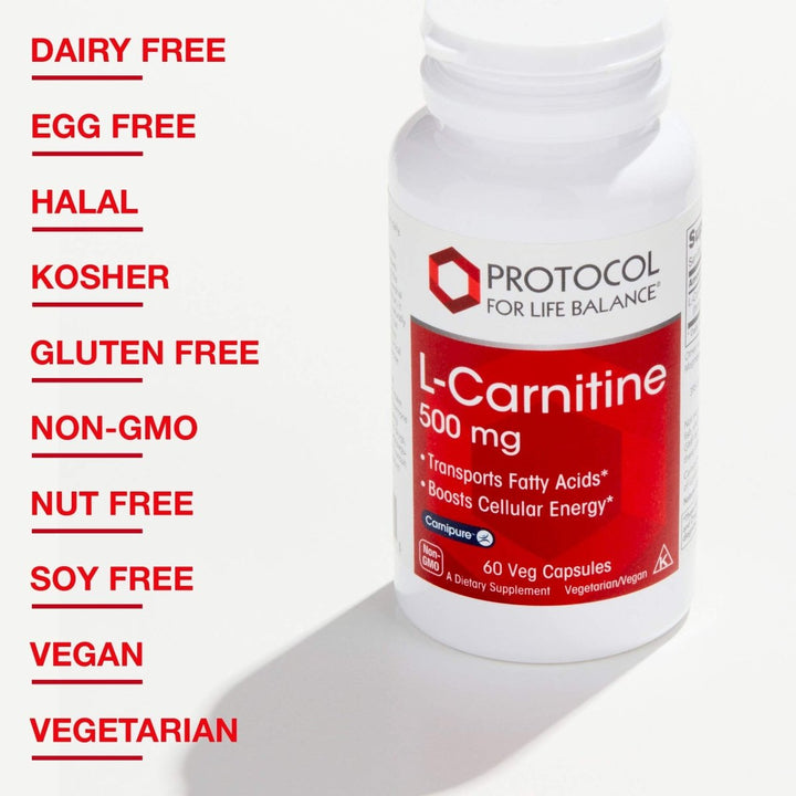 Protocol For Life Balance L - Carnitine 500 Mg 60 Vcaps - P0072 - The Oasis of Health
