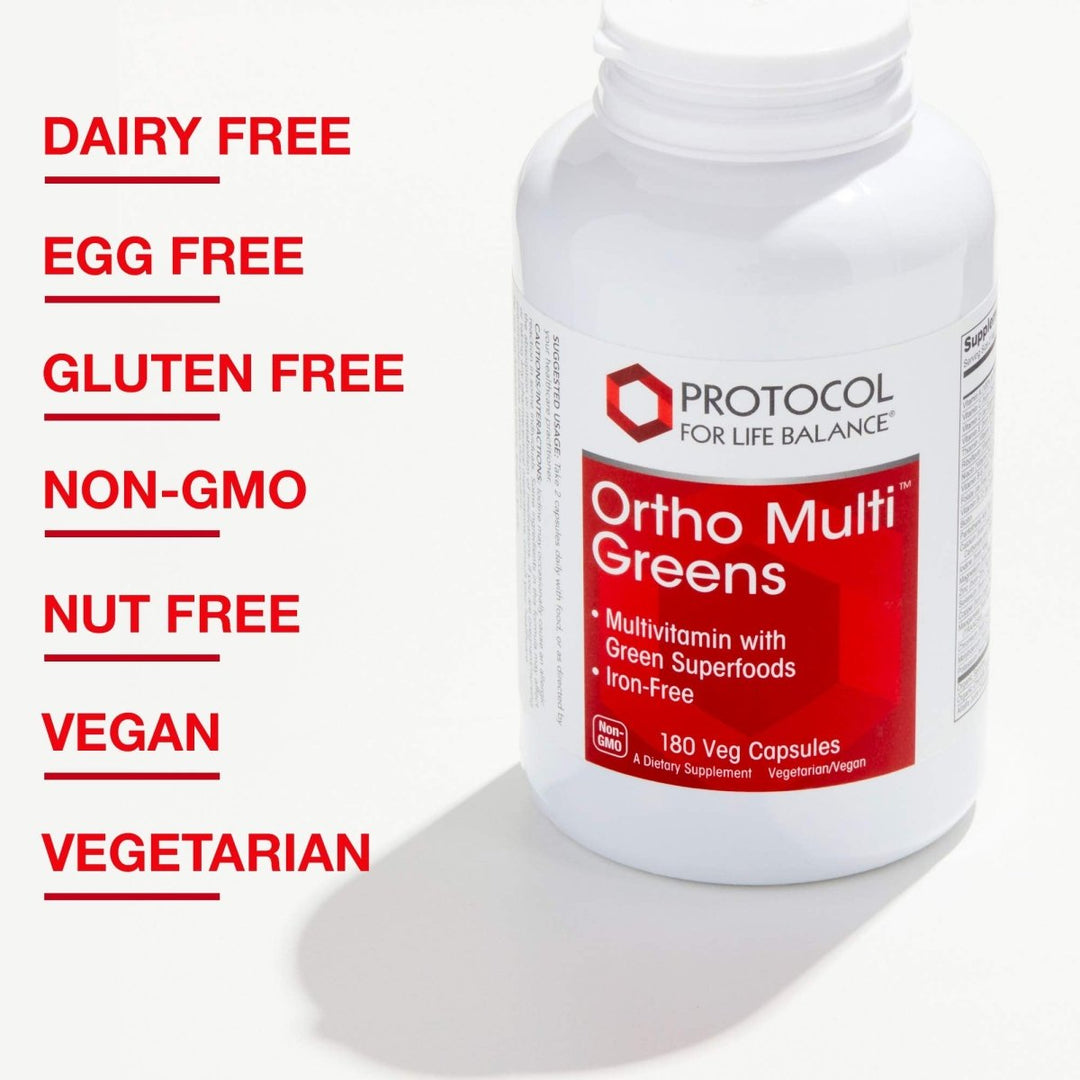 Protocol For Life Balance Ortho Multi Greens Iron - Free 180 Vcaps - P3788 - The Oasis of Health