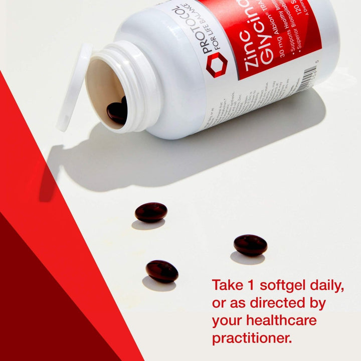 Protocol For Life Balannce Zinc Glycinate 30mg Albion TRACCS Zinc 120 Softgels - The Oasis of Health