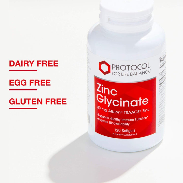 Protocol For Life Balannce Zinc Glycinate 30mg Albion TRACCS Zinc 120 Softgels - The Oasis of Health