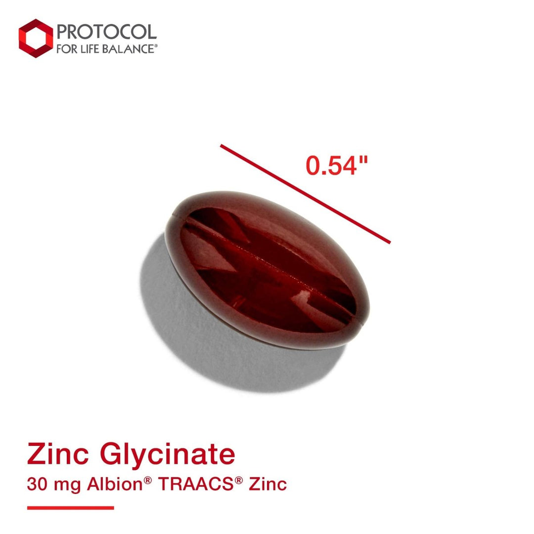Protocol For Life Balannce Zinc Glycinate 30mg Albion TRACCS Zinc 120 Softgels - The Oasis of Health