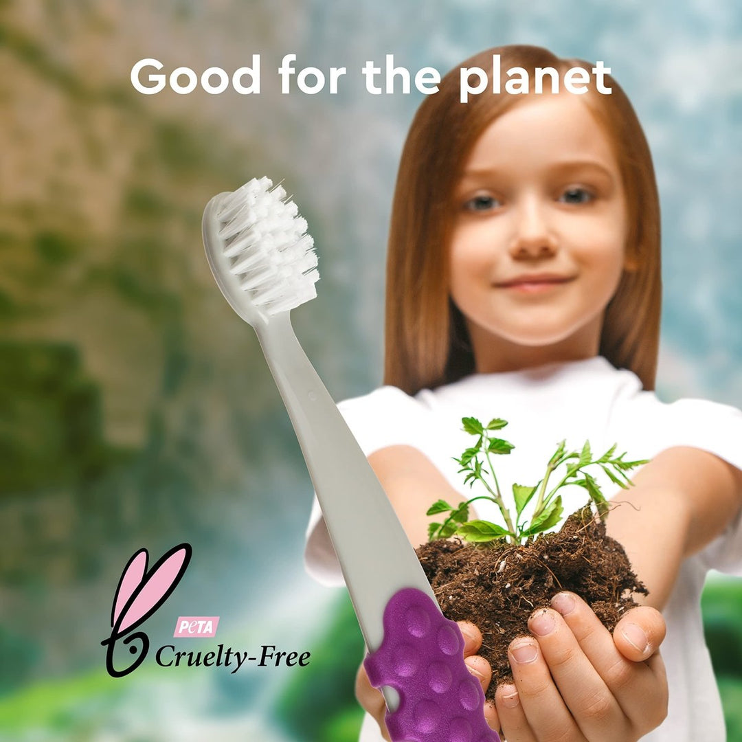 RADIUS Totz Plus Brush Kids Toothbrush Silky Soft BPA Free ADA Accepted Designed for Delicate Teeth & Gums for Children 3 Years & Up - Bluewhite/GreenYellow/Blueblue - Pack of 3 - The Oasis of Health