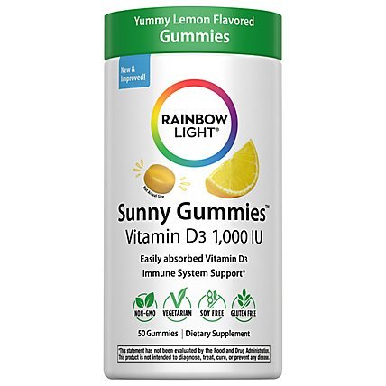 Rainbow Light Sunny Gummies Vitamin D3 1,000 IU 50 Count - The Oasis of Health