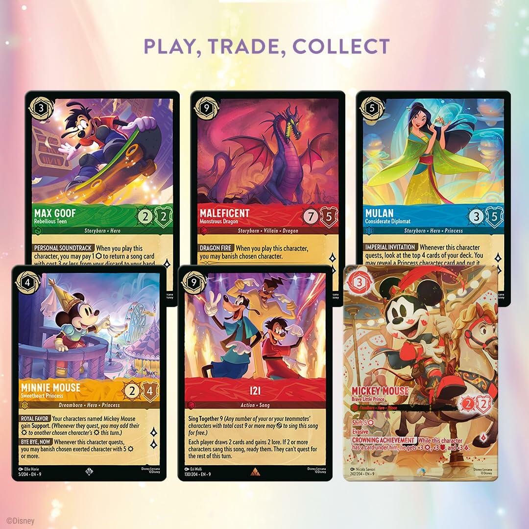 Ravensburger Disney Lorcana TCG - Collection Starter Set - Includes 4 Fabled Booster Packs, Mickey Mouse Card Portfolio, Glimmer Foil Tinker Bell Promo & Collector’s Guide - The Oasis of Health