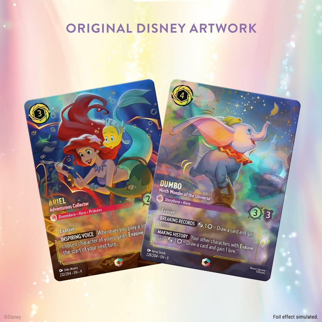 Ravensburger Disney Lorcana TCG - Collection Starter Set - Includes 4 Fabled Booster Packs, Mickey Mouse Card Portfolio, Glimmer Foil Tinker Bell Promo & Collector’s Guide - The Oasis of Health