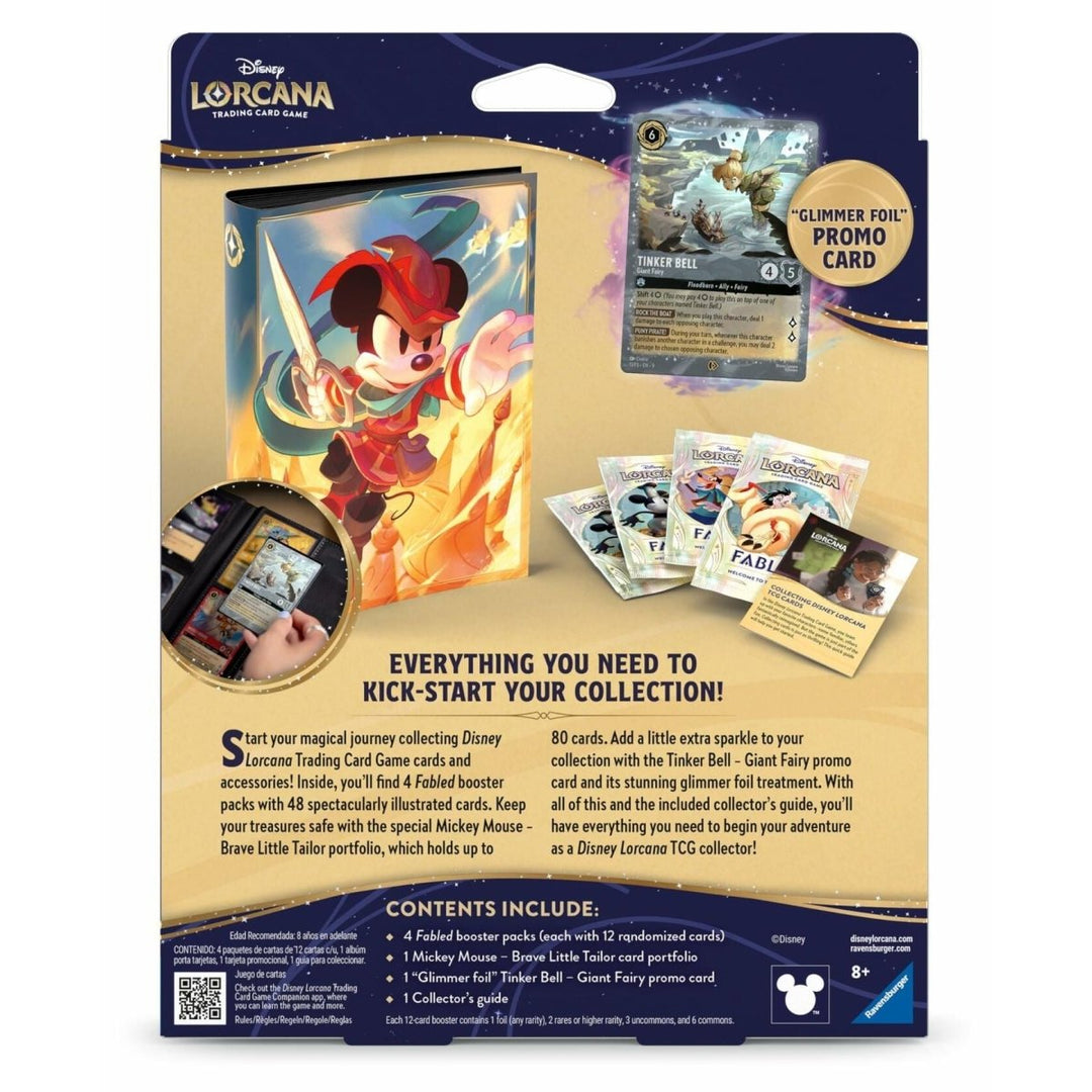 Ravensburger Disney Lorcana TCG - Collection Starter Set - Includes 4 Fabled Booster Packs, Mickey Mouse Card Portfolio, Glimmer Foil Tinker Bell Promo & Collector’s Guide - The Oasis of Health