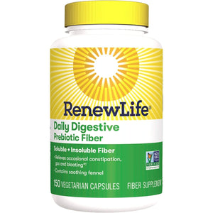 Renew Life Adult Daily Digestive Prebiotic Fiber, 150 Vegetarian Capsules (Package May Vary) (Package May Vary) - The Oasis of Health